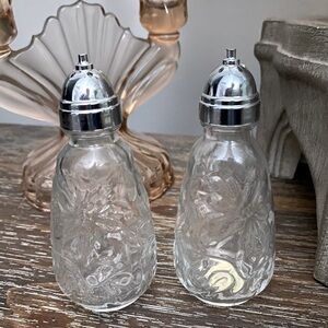Crystal‎ Princess House Fantasia Poinsettia Pattern Salt Pepper Shakers